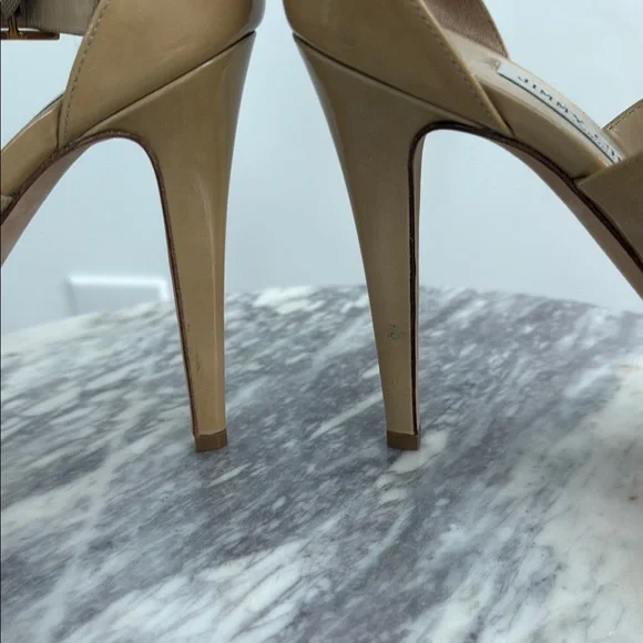 Jimmy Choo Tan Patent Leather Heels - Picture 4 of 11